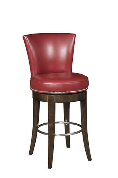 Bar Stool Silver Nailhead Trim Swivel Base Transitional Leather Like