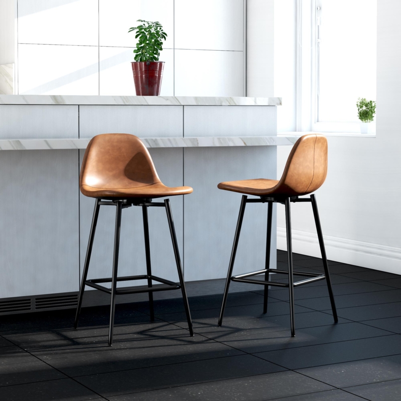 Bar Stool Splayed Legs Bucket Seat Mid-Century Modern