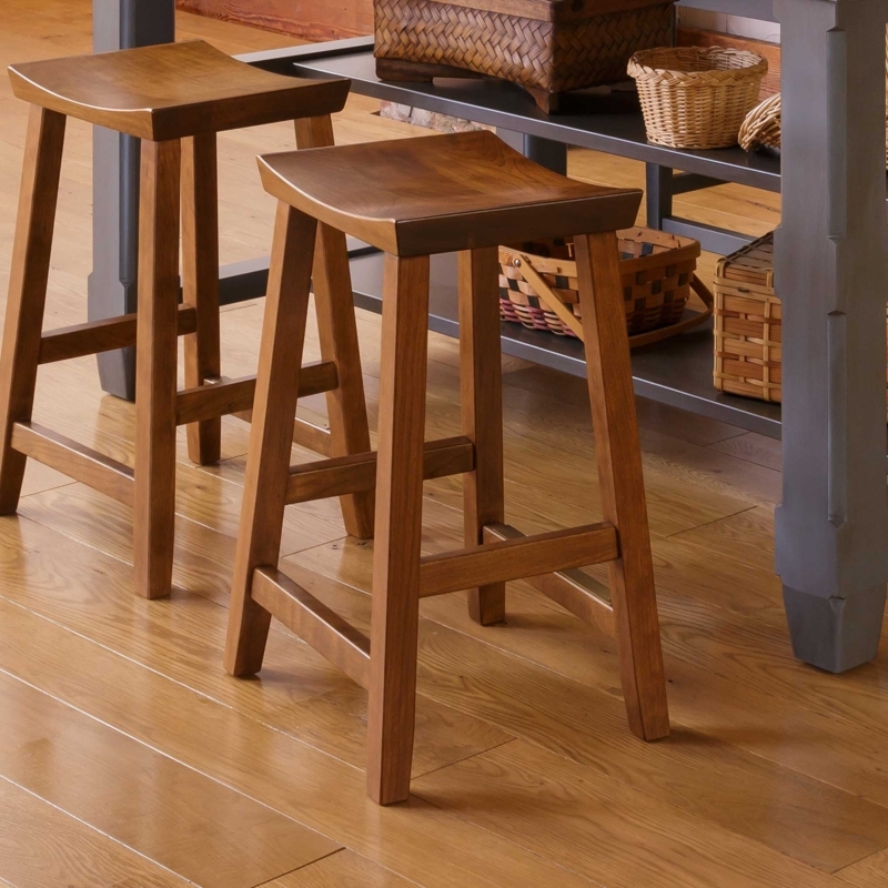 Bar Stool Splayed Legs Saddle Seat Warm Brown Rustic Traditional