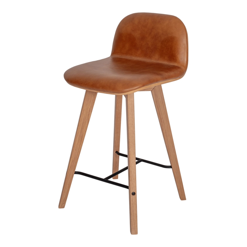 Bar Stool Splayed Wood Legs Black Footrest Scandinavian Style