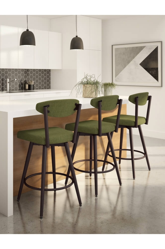 Bar Stool Swivel with Bean-Shaped Backrest Olive Green Scandinavian