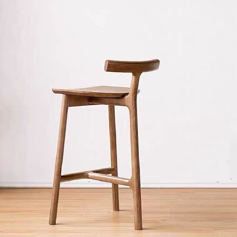 Bar Stool T-Back Design Solid Wood Contoured Seat Scandinavian Style