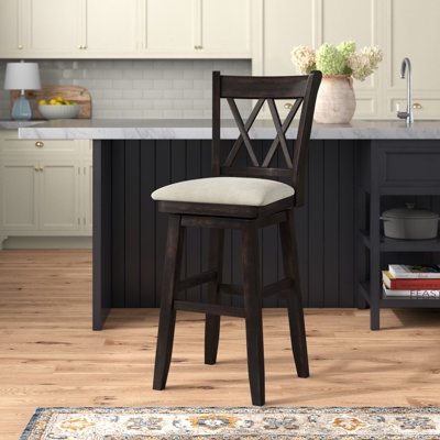 Bar Stool: Traditional Double X-Back, Swivel Seat, Espresso Finish