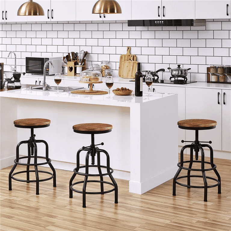 Bar Stool Tripod Leg Design Adjustable Threaded Rod Vintage Industrial