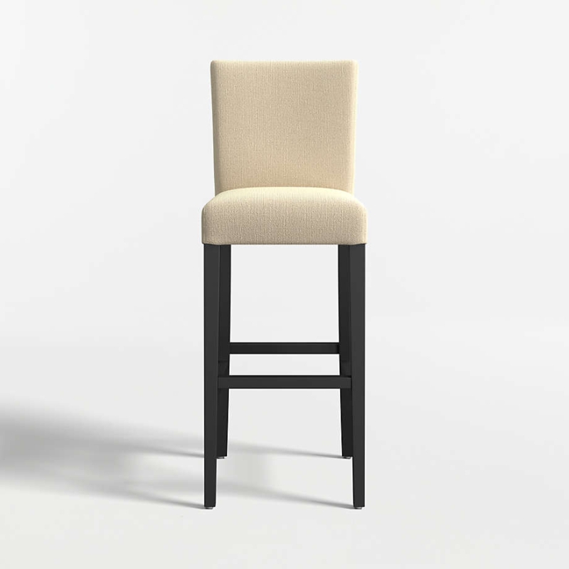 Bar Stool Upholstered High Back Ebony Legs Modern Transitional