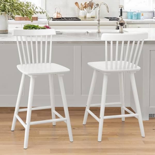Bar Stool Windsor White Painted Finish Classic Farmhouse Style