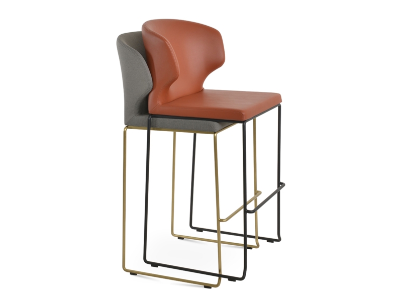Bar Stool Wire Frame Curved Back Upholstered Stackable Design