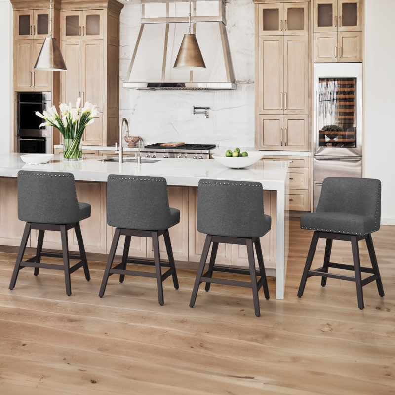 Bar Stool with Silver Nailhead Trim and Swivel Seat
