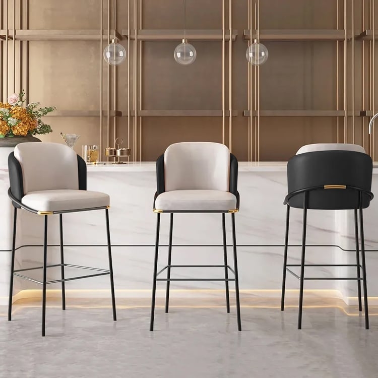 Bar Stool with Two-Tone Back and Gold Leg Accents