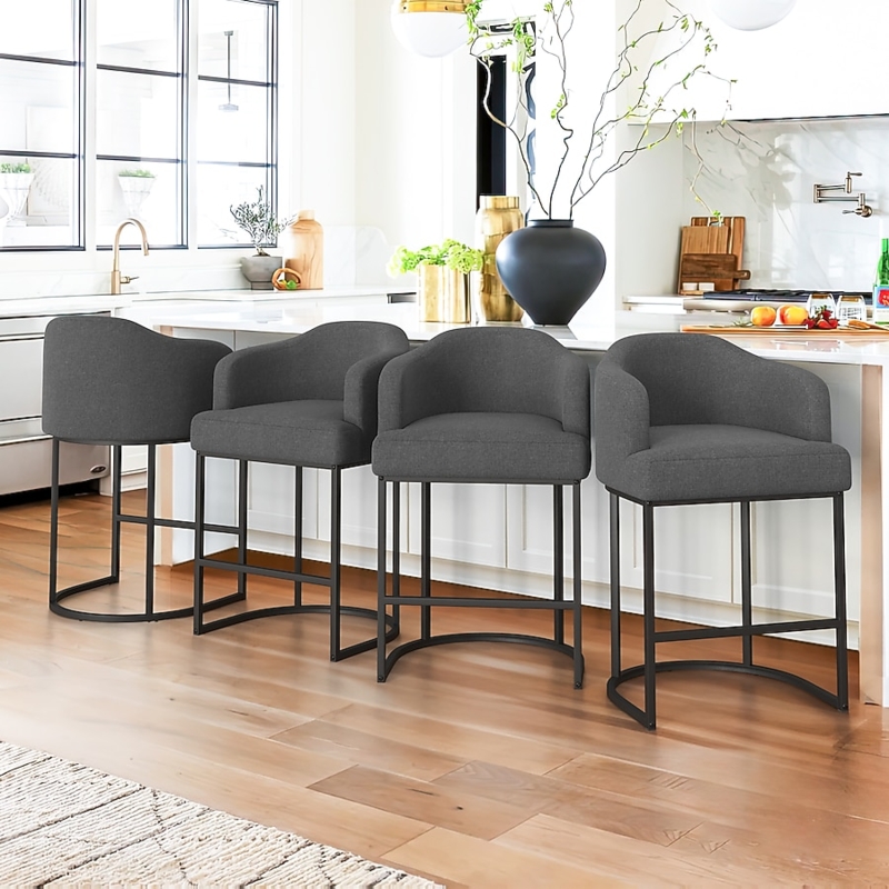 Bar Stool with U-Shaped Sled Base and Bucket Seat Design
