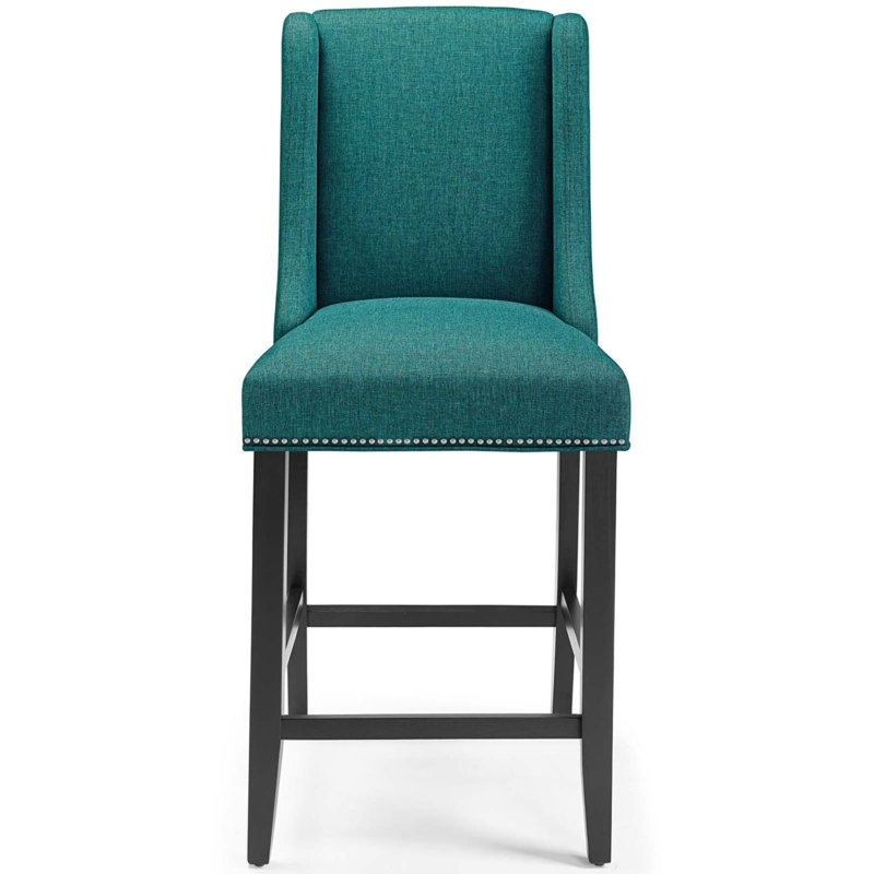 Bar Stool Woven Fabric Silver Nailhead Wingback Classic Style