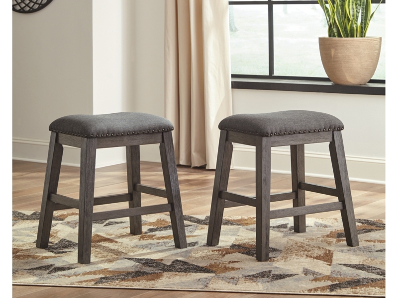 Bar Stools Backless Saddle Seat Nailhead Trim Dark Wood Transitional