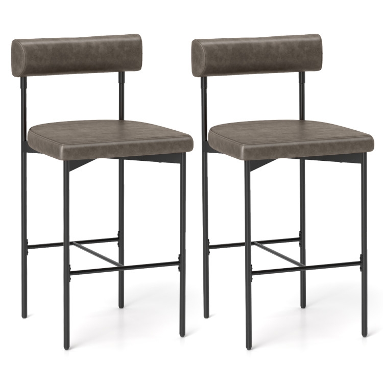 Bar Stools Bolster Backrest Charcoal Grey Upholstery Industrial Modern