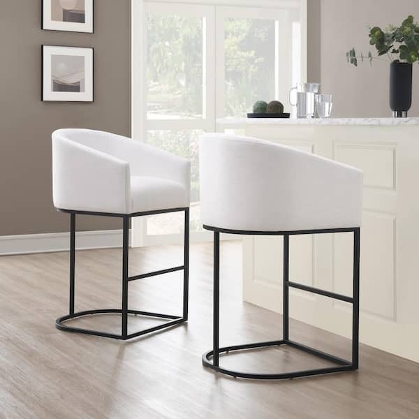 Bar Stools Cantilever Base Wraparound Back White Modern