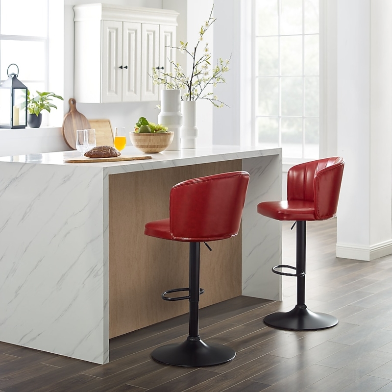 Bar Stools Channeled Backrest Pedestal Base Modern Adjustable
