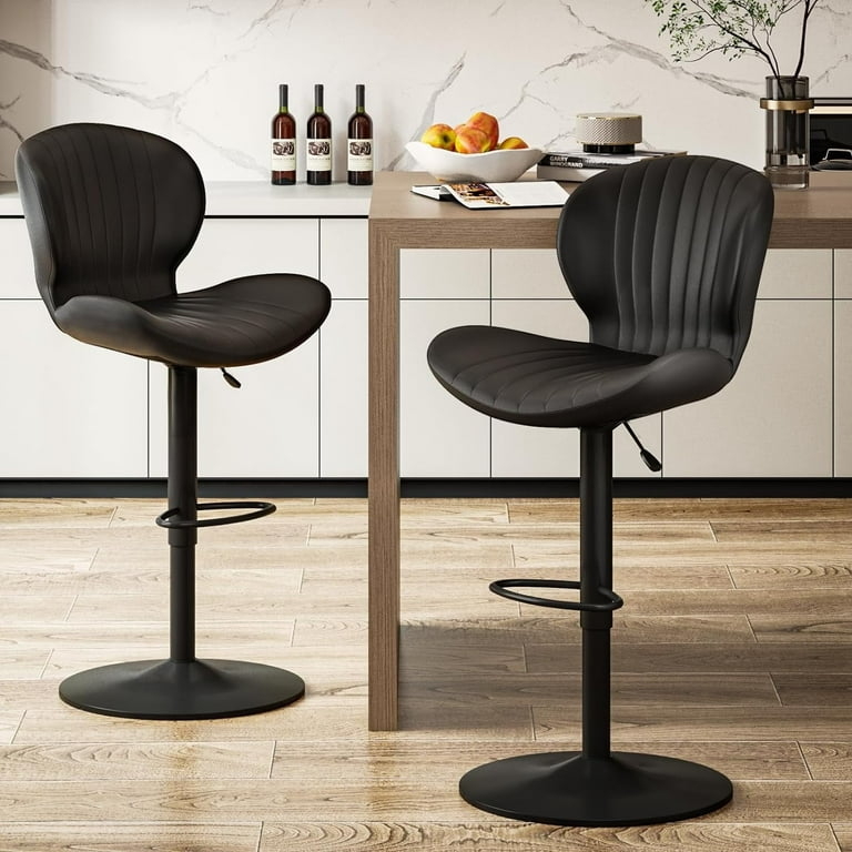 Bar Stools Contemporary Ribbed Bucket Seat Adjustable Swivel