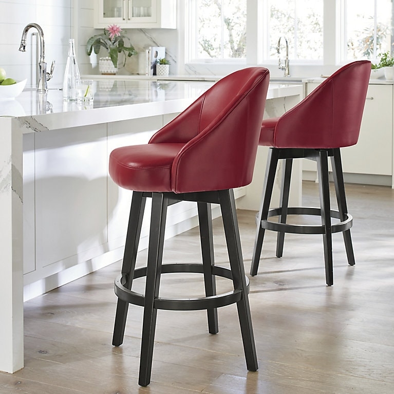 Bar Stools Curved Bucket Back Swivel Base Transitional Dark Legs
