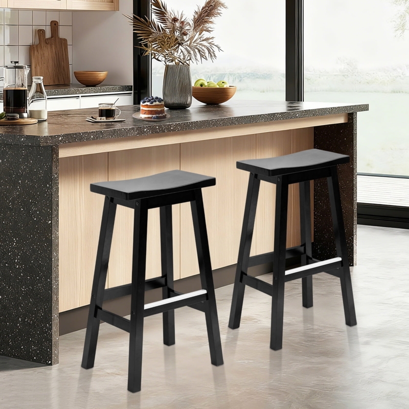 Bar Stools featuring Saddle Seat and Matte Black Backless Silhouette