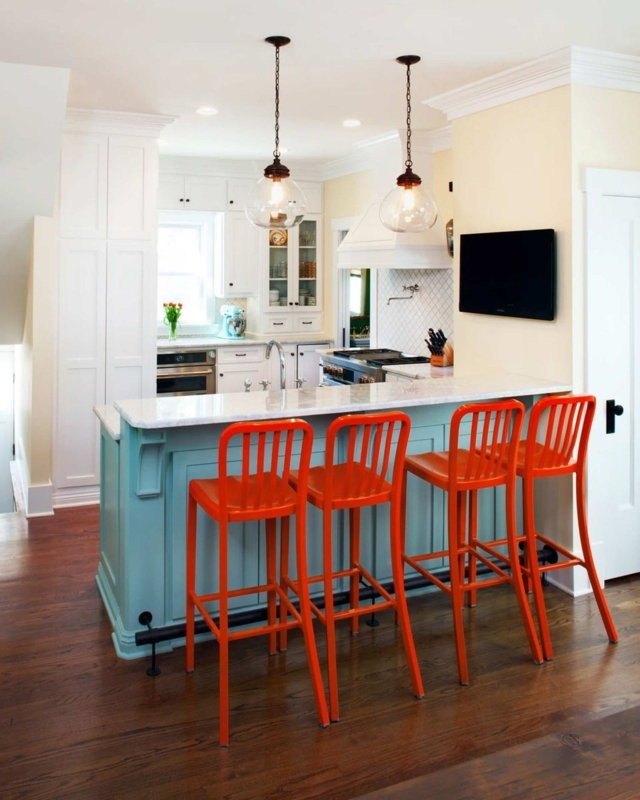 Bar Stools Glossy Finish Vibrant Red Slatted Back Modern Farmhouse