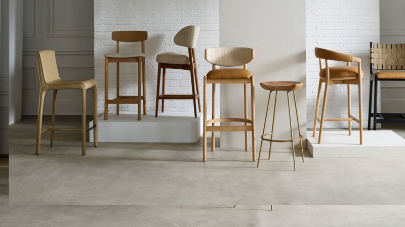 Bar Stools Mixed Materials Natural Palette Curated Variety Modern Kitchen