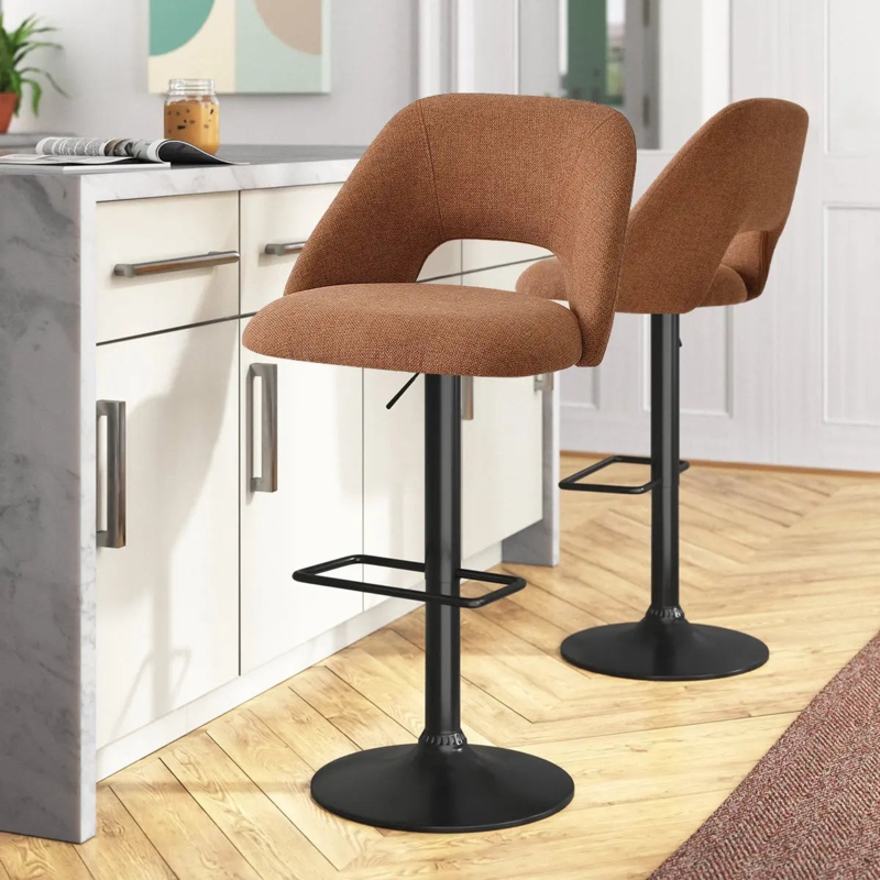 Bar Stools Terra Woven Fabric Curved Open Back Adjustable