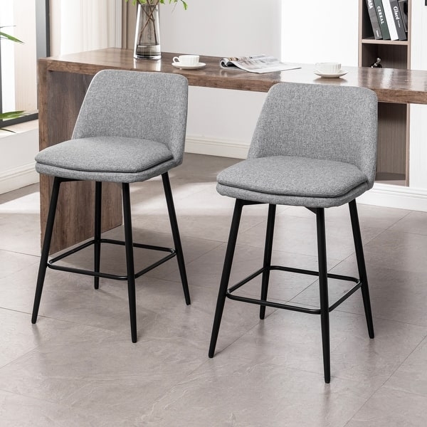 Barstool Heathered Woven Texture, Tapered Black Legs, Minimalist