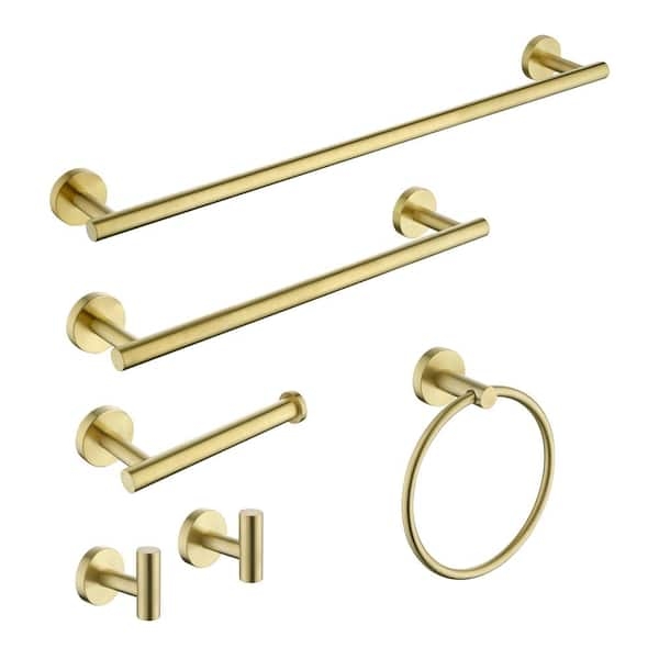 Bathroom Hardware Set Cylindrical Modern | Brushed Gold Bathroom Hardware Set