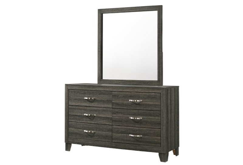 Bedroom Dresser With Mirror Dark Grey Silver Hardware
