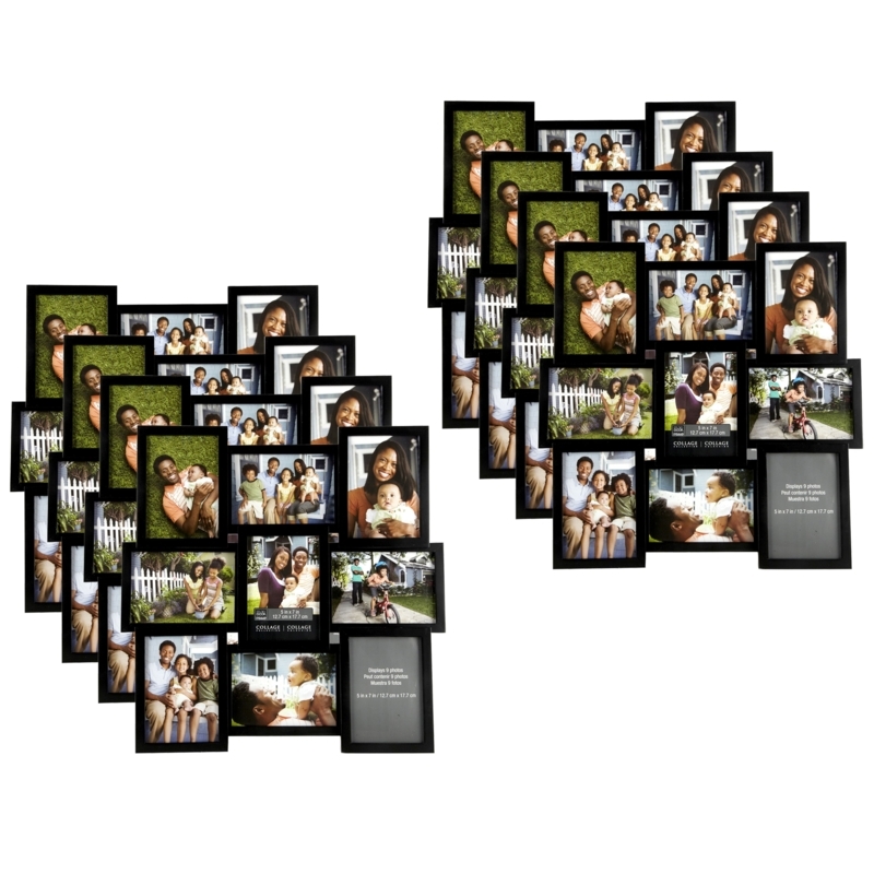 Black Collage Picture Frame Dimensional Layout Tiered Design Modern Set