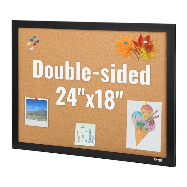 Black Framed Bulletin Board, 18x24 Matte Cork Vision Board with Pins