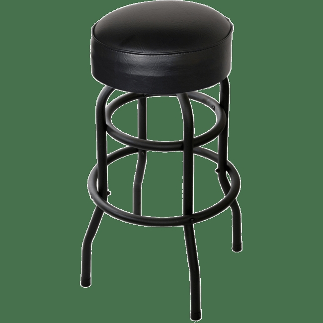 Black Round Bar Stool Double Footrest Ring Metal Frame