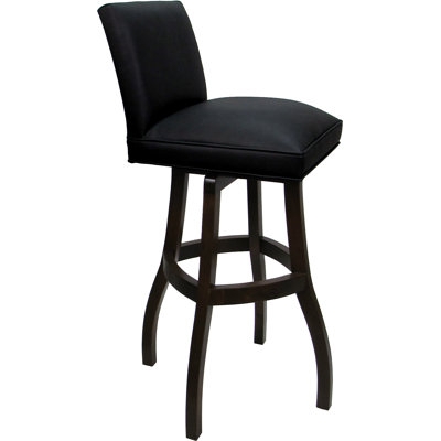 Black Seat Extra Tall Swivel Bar Stool Curved Wood Legs