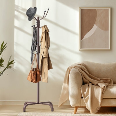 Bronze Freestanding Rack with Multi Tier Hooks Transitional Style