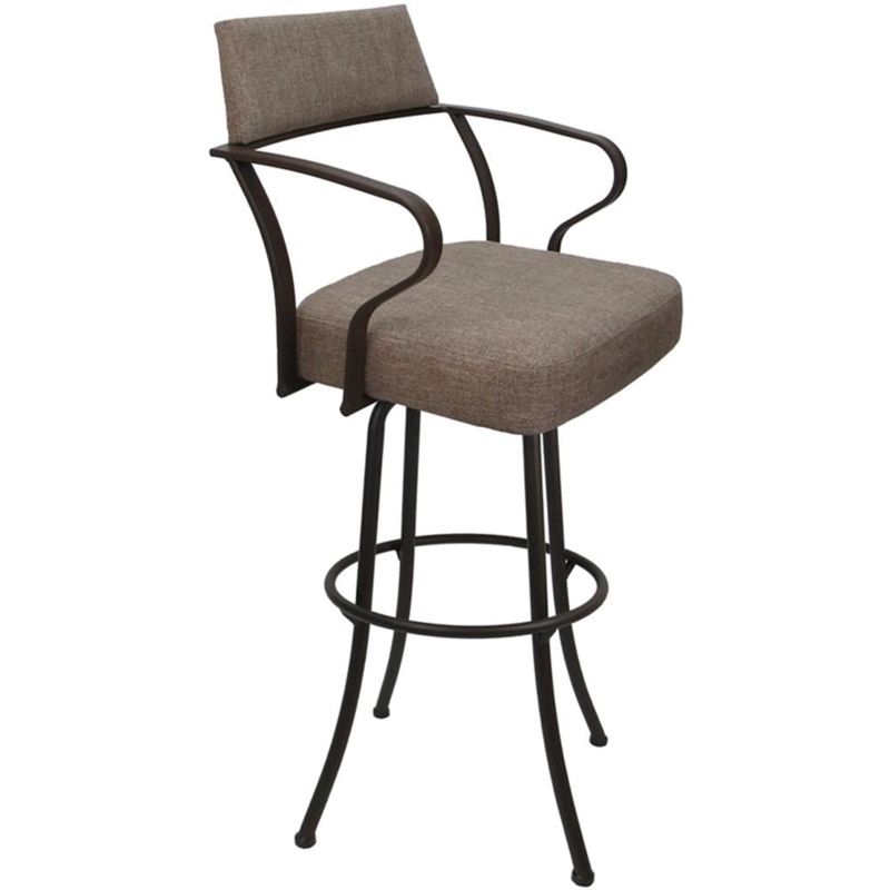 Bronze Metal Swivel Bar Stool Extra Tall Curved Arms