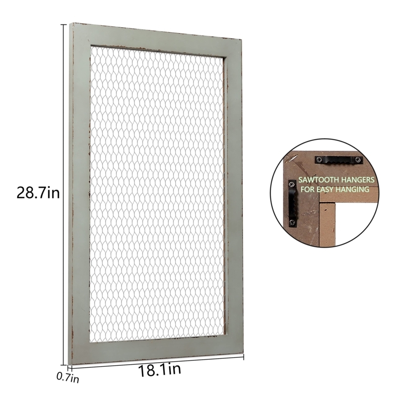 Bulletin Board: Chicken Wire Mesh Distressed Sage Finish Rustic