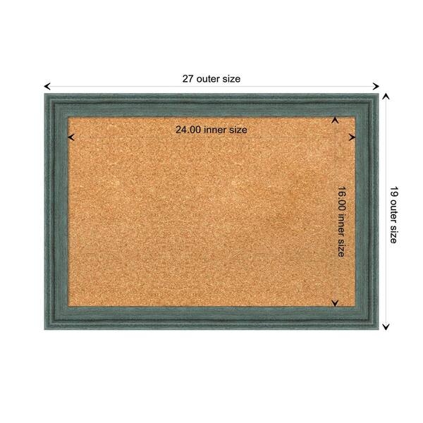 Bulletin Board Teal Grey Wood Frame, Distressed Finish Upcycled Look