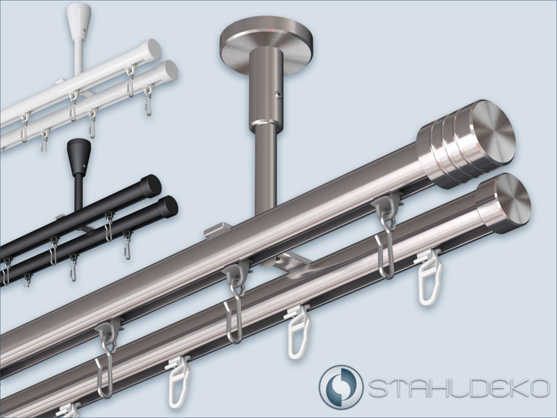 Ceiling Mount Double Curtain Rod with Modern Inner Track System