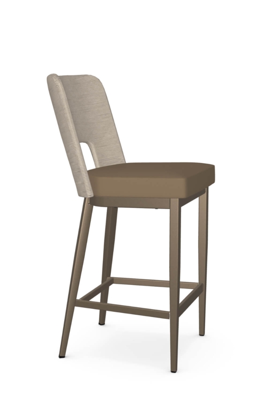 Champagne Finish Bar Stool Back Cutout Detail Transitional Style