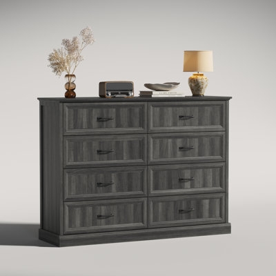 Charcoal Gray Double Dresser with Framed Drawer Fronts
