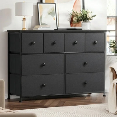 Charcoal Gray Dresser with Fabric Drawers