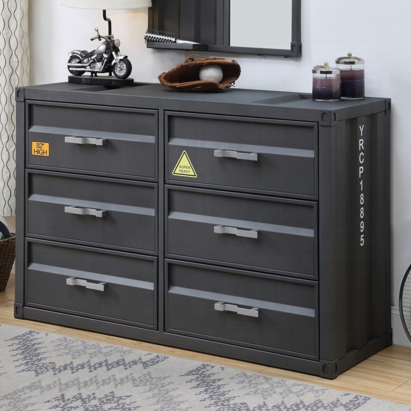Charcoal Metal Double Dresser Shipping Container Style