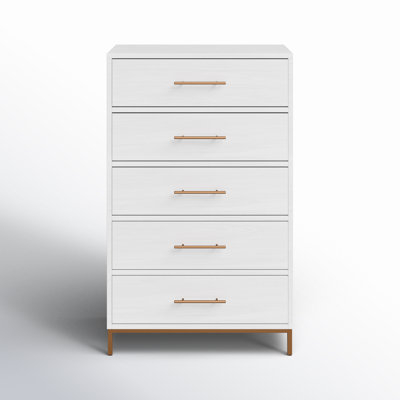 Chest of Drawers Copper Hardware Slender Metal Base Narrow Profile
