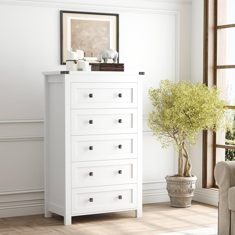 Chest of Drawers Corner Brackets White Tall Vertical Modern Farmhouse
