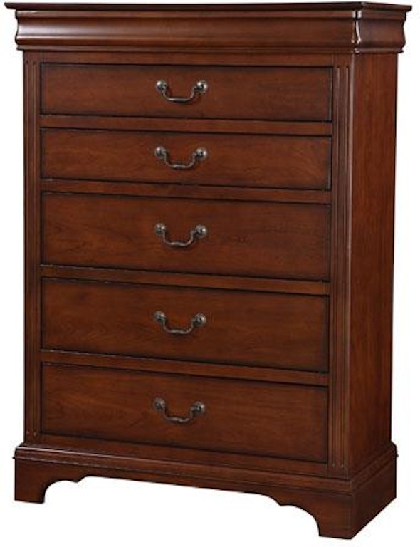 Chest of Drawers Crown Molding Fluted Sides Bracket Feet Traditional Dark