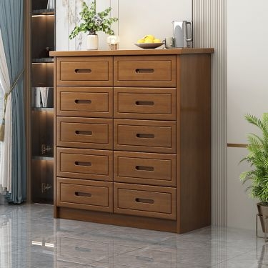 Chest Of Drawers Cutout Handles Ten Drawers Tall Narrow Wooden Chest