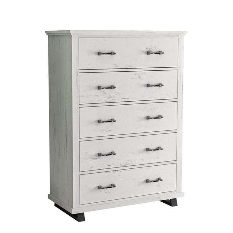 Chest of Drawers Distressed Antique Finish Block Feet Farmhouse