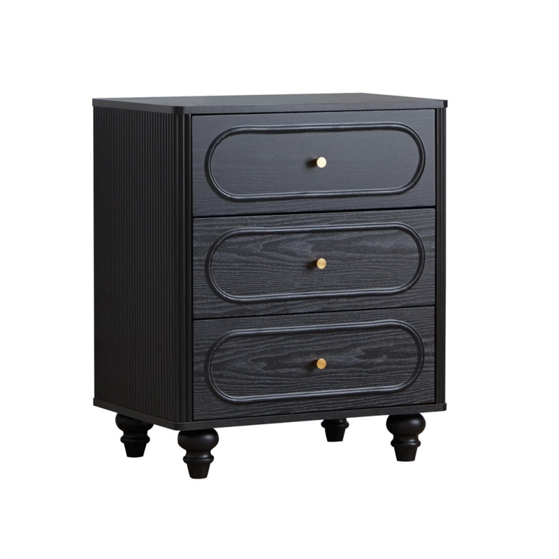 Chest of Drawers Fluted Sides Recessed Oval Panels Bun Feet