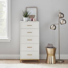 Chest of Drawers Gold Base Lacquered Finish Modern Glam