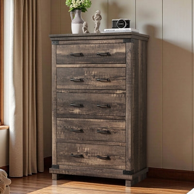 Chest Of Drawers: Industrial Farmhouse, Distressed Dark Oak