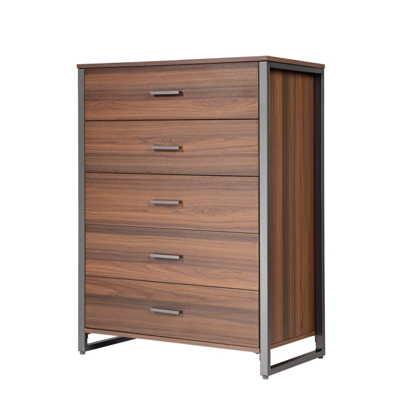 Chest Of Drawers: Industrial Walnut, Open Charcoal Metal Frame